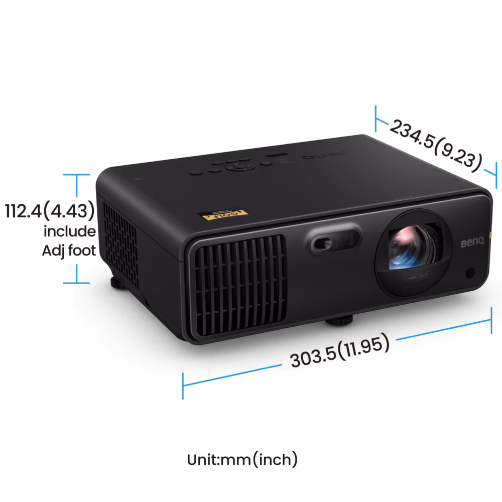 BenQ AK700ST projector dimensions diagram from Golf Sim Solutions, Authorised BenQ Partner.